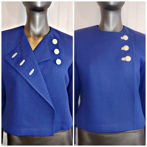 230. Vintage Herbert Grossman Royal Blue Wool Blazer 6